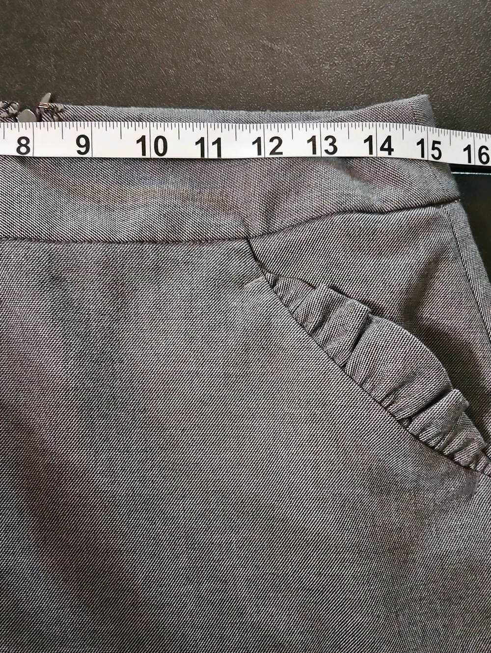 LOFT Gray Pencil Skirt with Ruffle-Trim Pockets